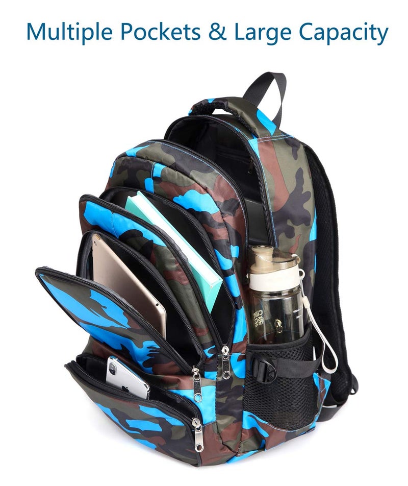 BLUEFAIRY حقائب ظهر للأطفال من BLUEFAIRY للأولاد والبنات للمدارس الابتدائية والمتوسطة حقائب مدرسية للعودة إلى المدرسة للأطفال من عمر 6-8 سنوات حقائب مدرسية للأطفال 17 بوصة باللون الأسود/الأزرق - Image 4